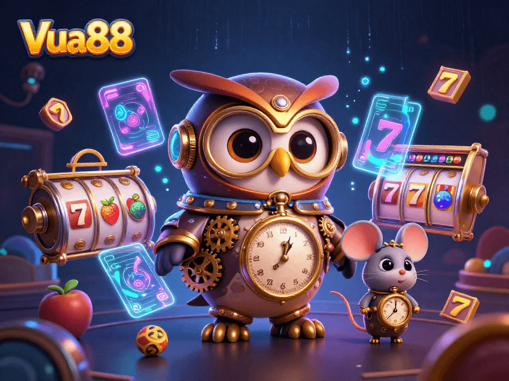 Experience winning gameplay with Vua88's dynamic 3D illustration showcasing vibrant casino elements