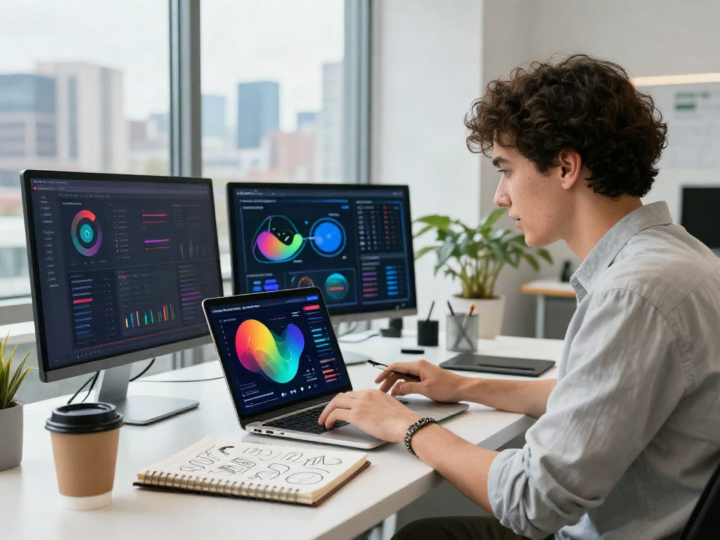 Marketer discussing instant indexing strategies in a vibrant workspace