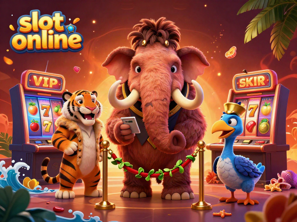 Engage with slot online games featuring vibrant characters in a luxurious casino setting.