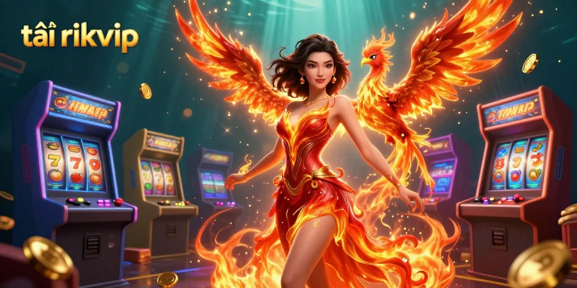 Win big in gaming with tải rikvip's vibrant 3D digital illustration of casino elements and characters.