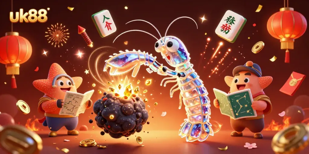 Experience the thrill of uk88 with a galactic samurai and treasures in a colorful casino-themed 3D scene.
