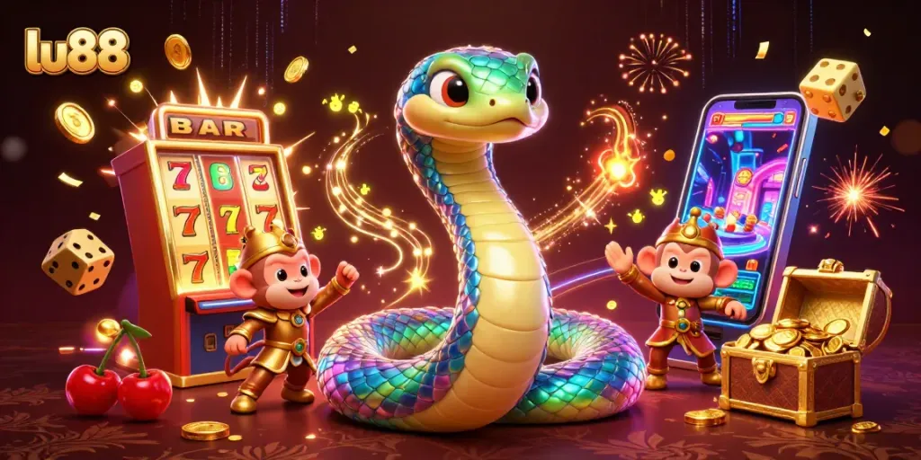 lu88 platform ignites excitement with vibrant 3D casino game scene featuring colorful jackpot elements.