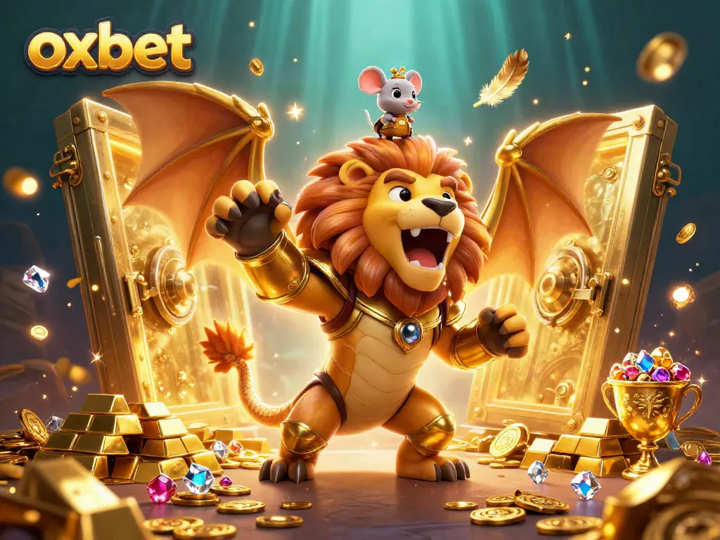 Experience thrilling jackpots at oxbet with this vibrant casino-themed 3D illustration featuring treasure and adventure.
