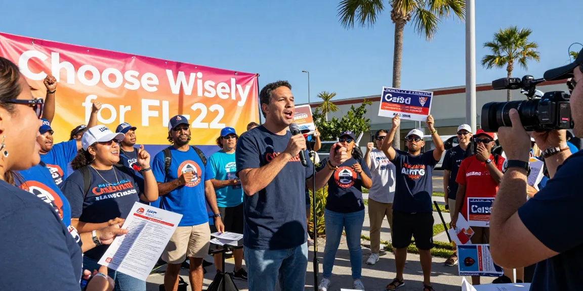 Casey Askar speaks at a rally for FL-22, inspiring community engagement.